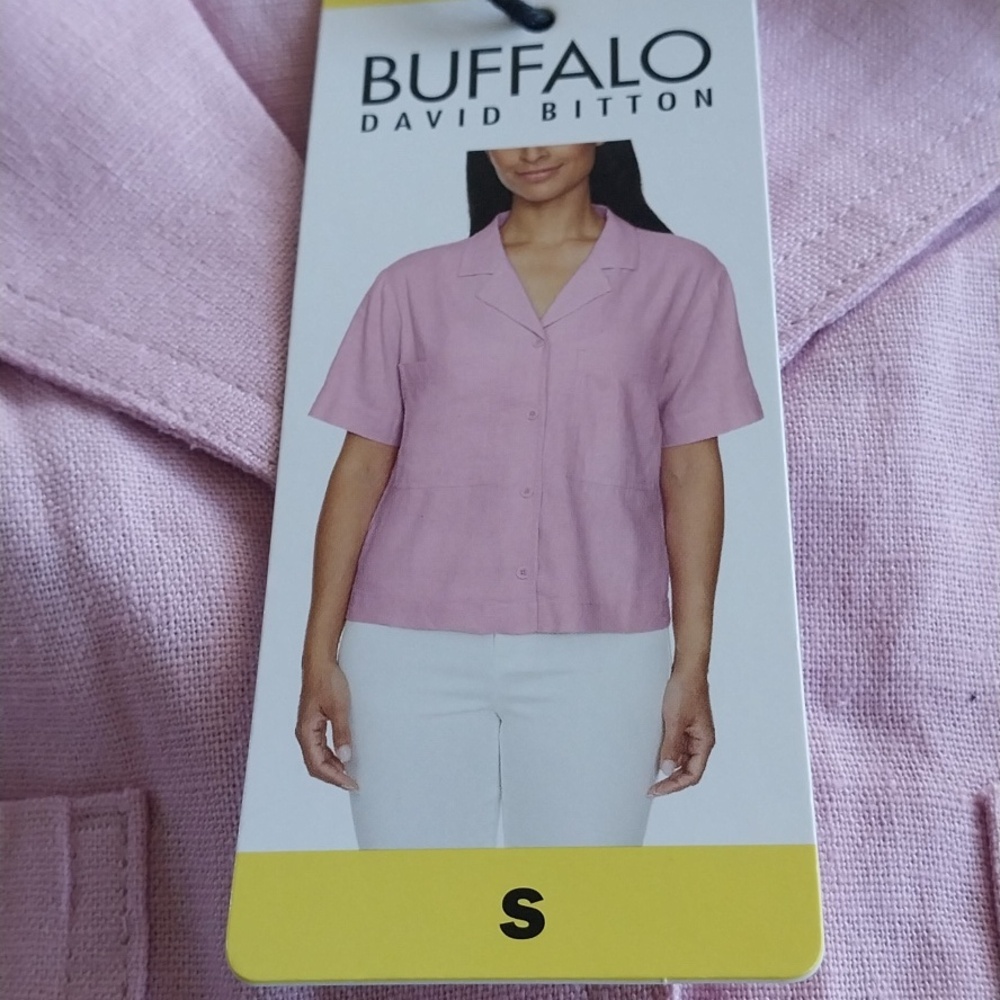 Buffalo David Bitton Women's NWT Linen Viscose Shirt Size Small Pink Relaxed Fit